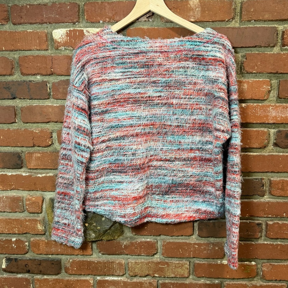 Anthropologie women's size medium long sleeve sweater cozy soft pink multi color - Picture 2 of 12